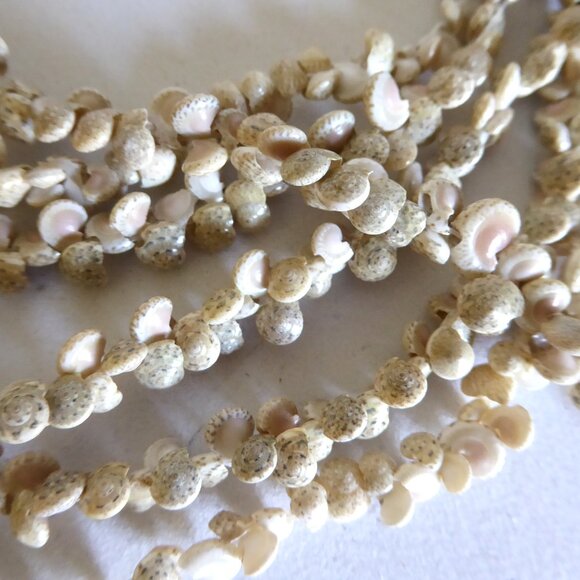 VINTAGE HAWAIIAN 32”-36” PIKAKE NATURAL MINI TURBO SHELL NECKLACE LEI SET OF 6 - Picture 8 of 8